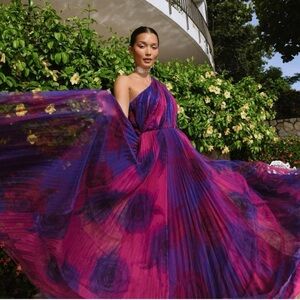 Hutch Tarina Gown One shoulder pleated maxi dress Size US 4 NWT